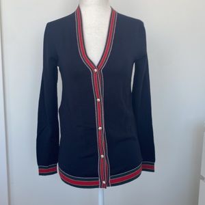 Gucci Navy Wool Blend Cardigan with Logo buttons Size Small